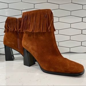 PAZZO Shoes - Pazzo Fringe Suede High Heel Mid-Calf Boots PAZZO Shoes - Pazzo Fringe Suede High Heel Mid-Calf Boots